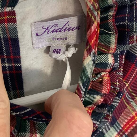Kidiwi Hars Dress- Red Tartan NWT size 9 mo $100 retail - Picture 2 of 4
